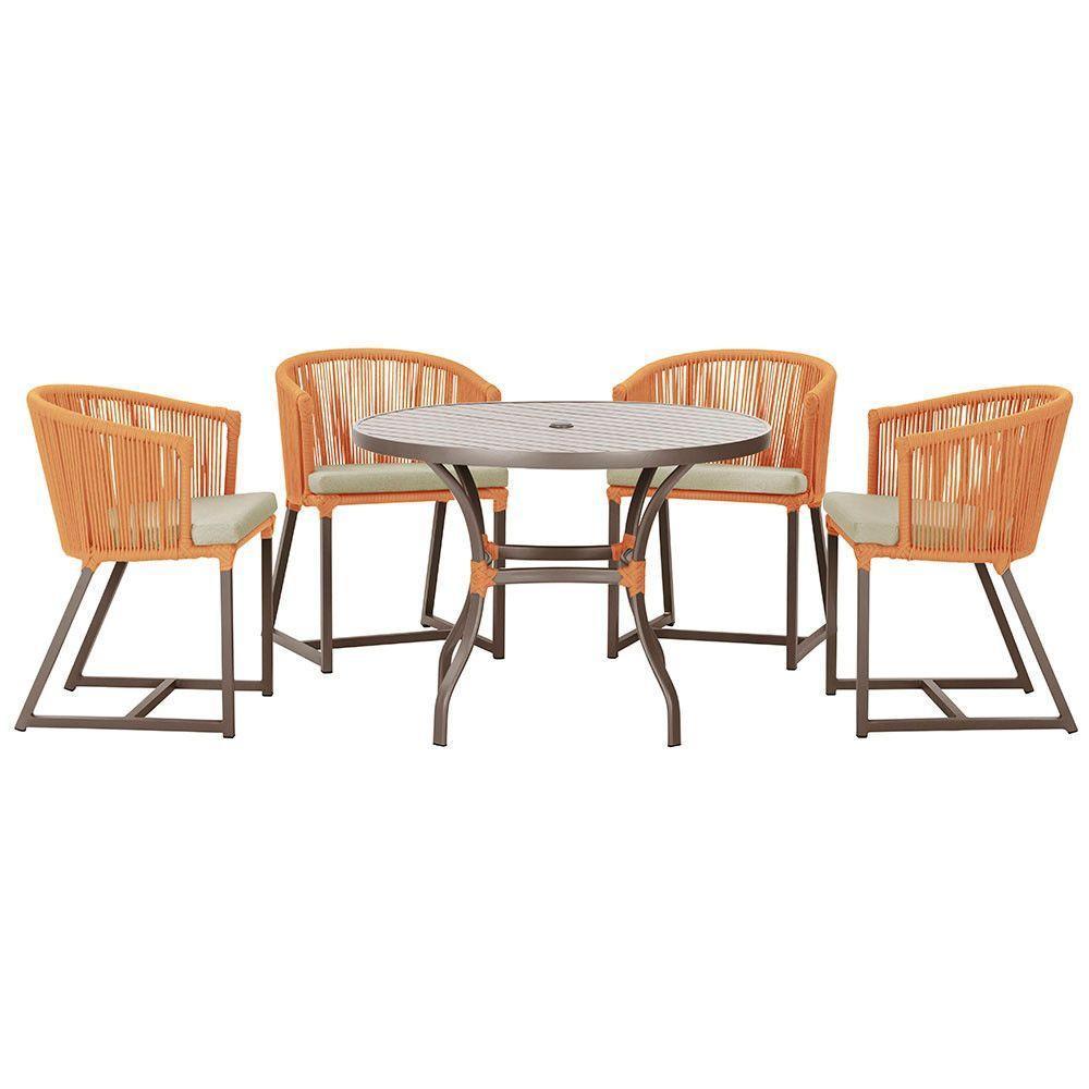 Mesa Com 4 Cadeiras E Noronha Estofado 7 Trama Original Terra Cota - 1