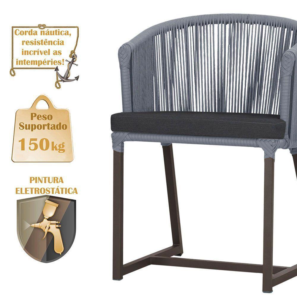 Mesa Com 4 Cadeiras E Noronha Estofado 11 Trama Original Prata - 3