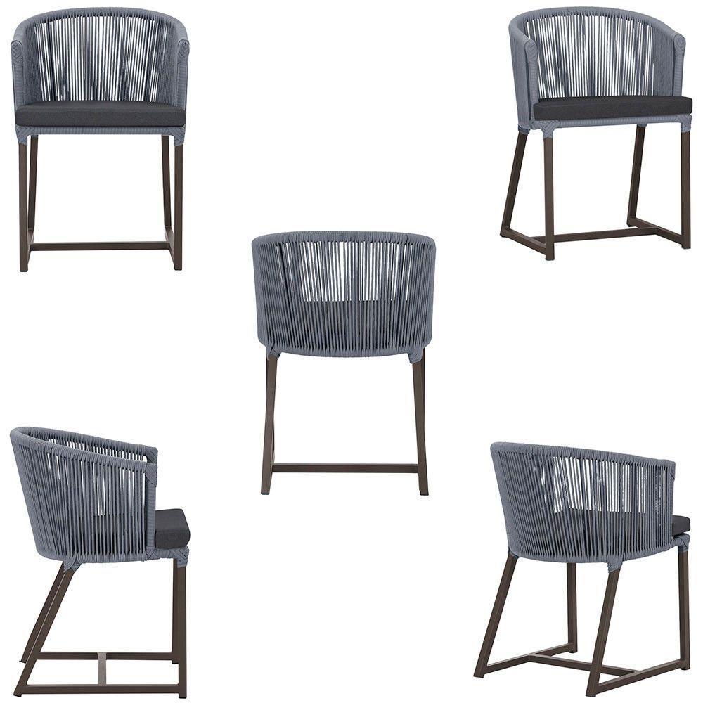 Mesa Com 4 Cadeiras E Noronha Estofado 11 Trama Original Prata - 4