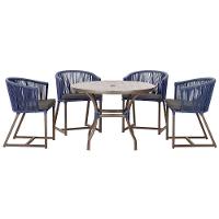 Mesa Com 4 Cadeiras E Noronha Estofado 11 Trama Original Azul - 1