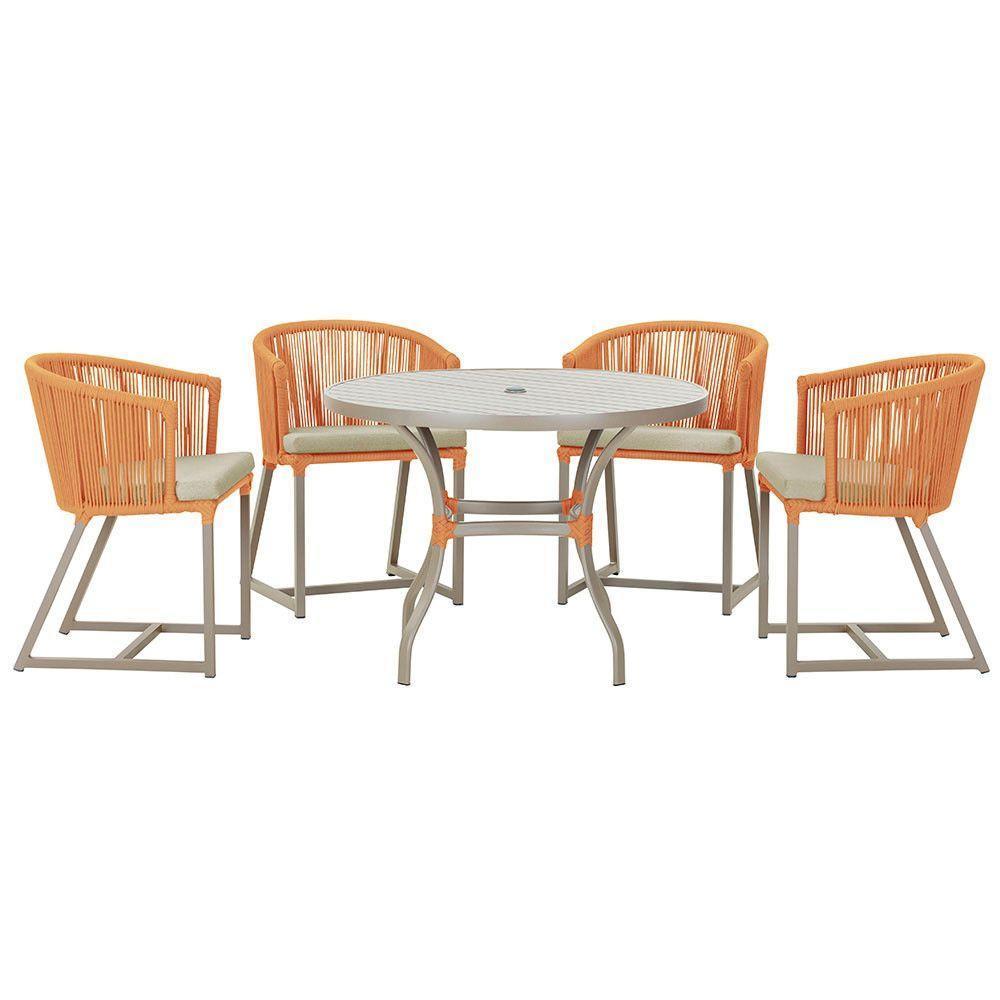 Mesa Com 4 Cadeiras E Noronha Estofado 7 Trama Original Terra Cota - 1