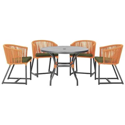 Mesa Com 4 Cadeiras E Noronha Estofado 13 Trama Original Terra Cota