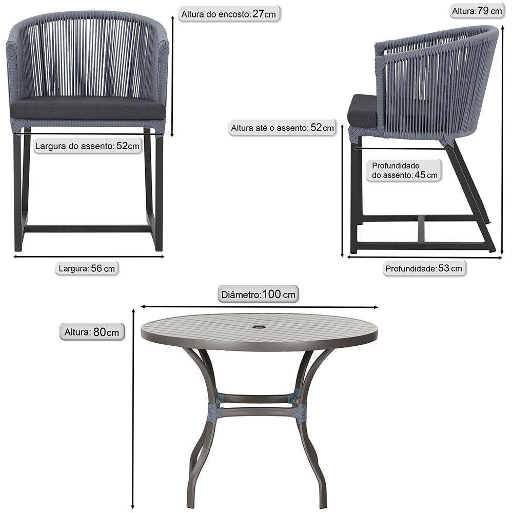 Mesa Com 4 Cadeiras E Noronha Estofado 11 Trama Original Prata - 5