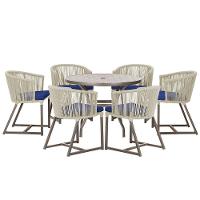 Mesa E 6 Cadeiras Jantar Noronha Marrom E10 Trama Original Rami - 1