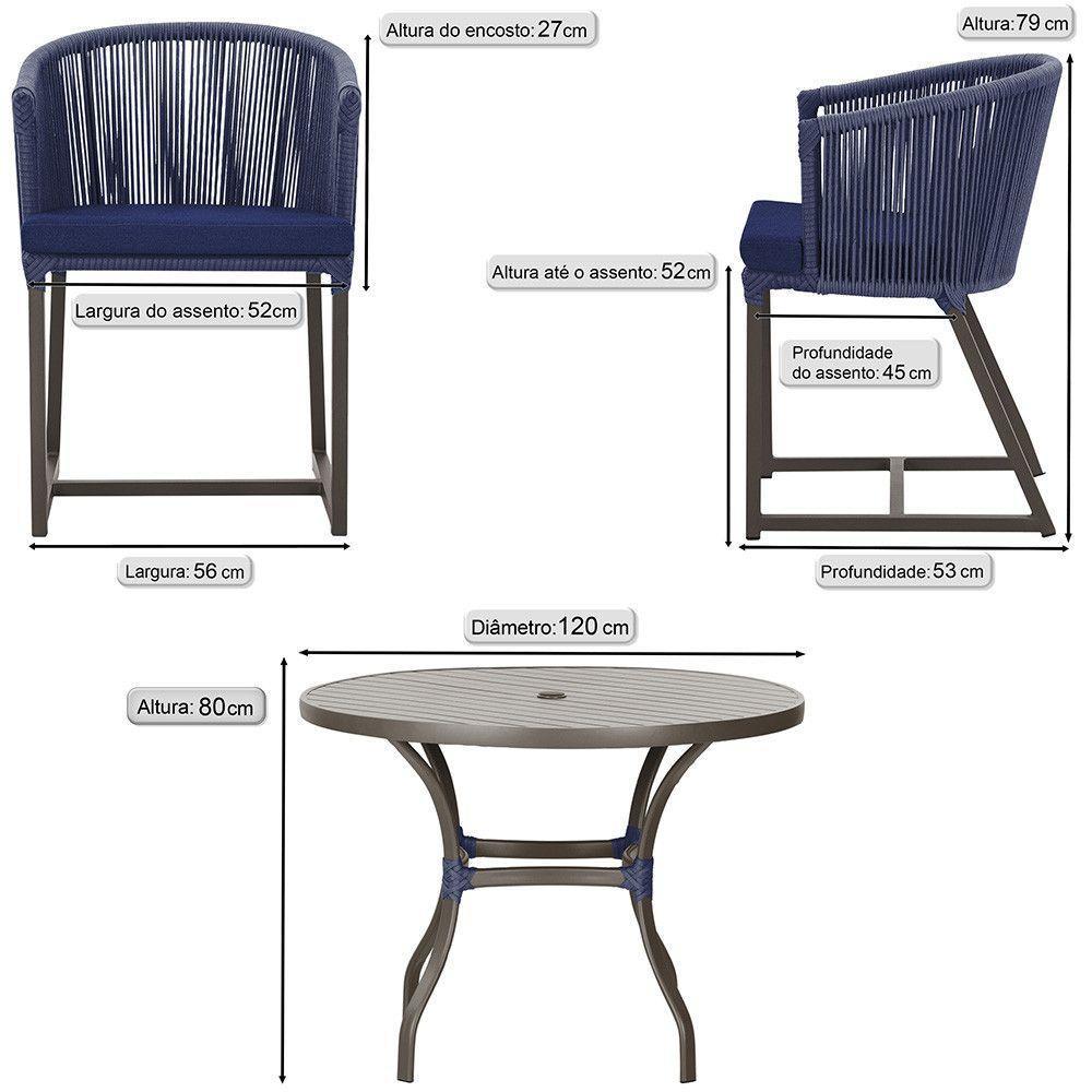 Mesa E 6 Cadeiras Jantar Noronha Marrom E10 Trama Original Azul - 2