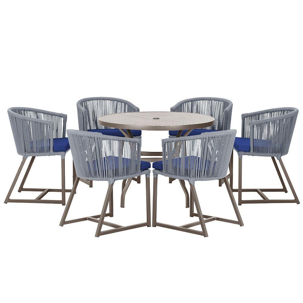 Mesa E 6 Cadeiras Jantar Noronha Marrom E10 Trama Original Prata - 1