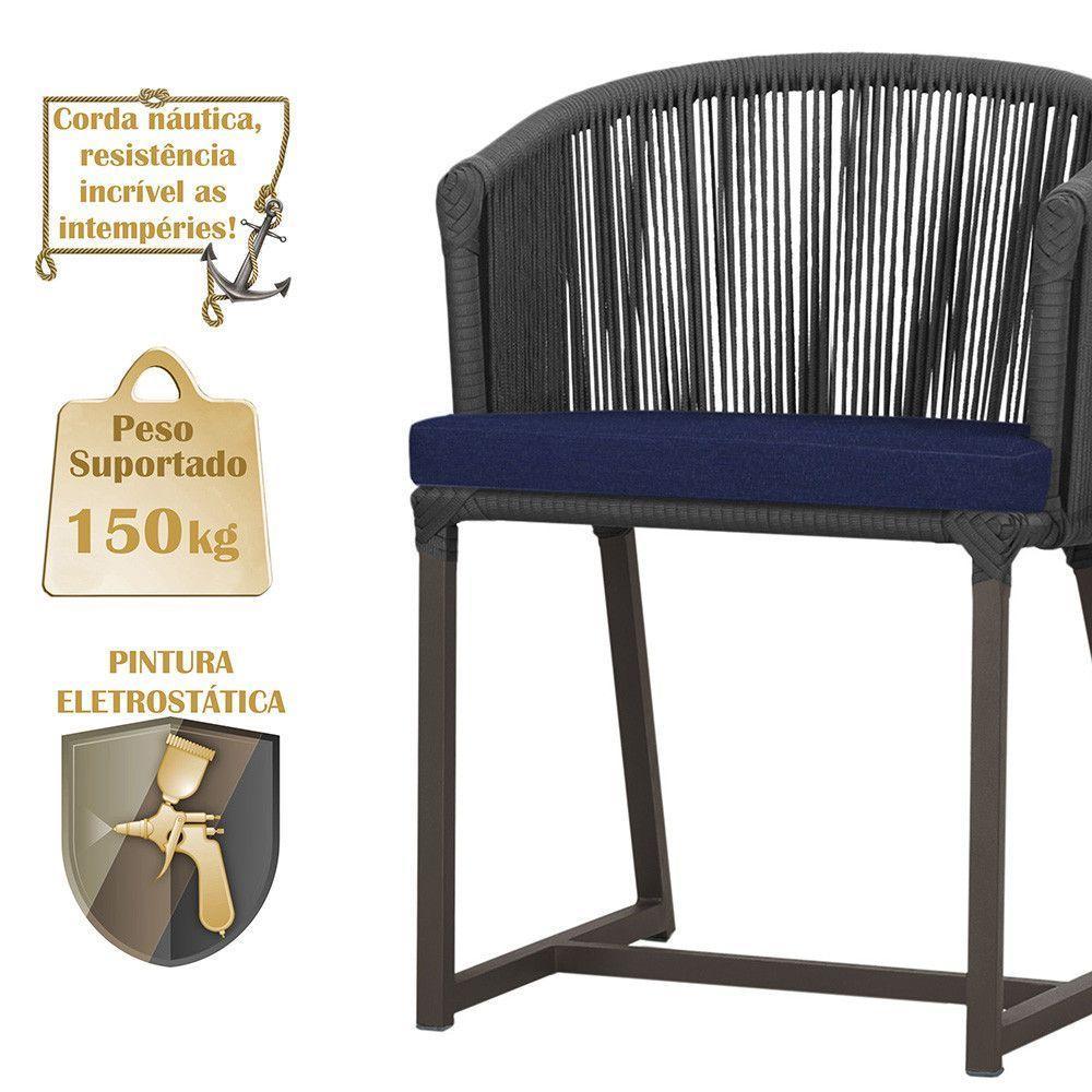 Mesa E 6 Cadeiras Jantar Noronha Marrom E10 Trama Original Preto - 4