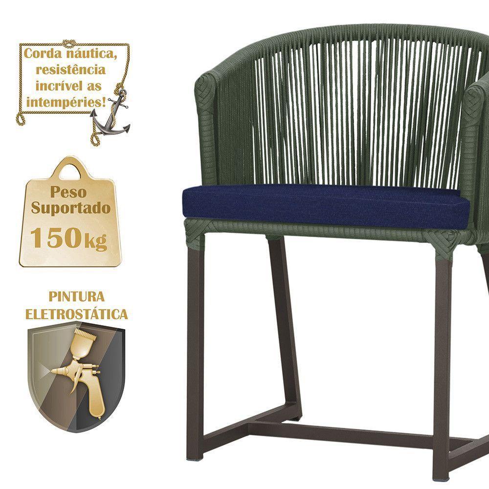 Mesa E 6 Cadeiras Jantar Noronha Marrom E10 Trama Original Verde - 4