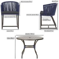 Mesa Com 6 Cadeiras Jantar Noronha Marrom E11 Trama Original Azul - 2