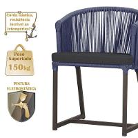 Mesa Com 6 Cadeiras Jantar Noronha Marrom E11 Trama Original Azul