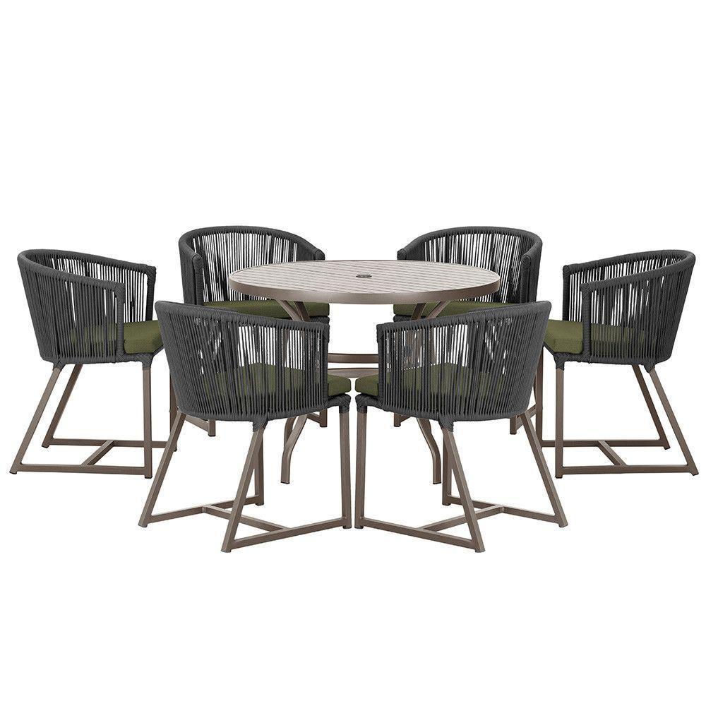 Mesa E 6 Cadeiras Jantar Noronha Marrom E13 Trama Original Preto - 1