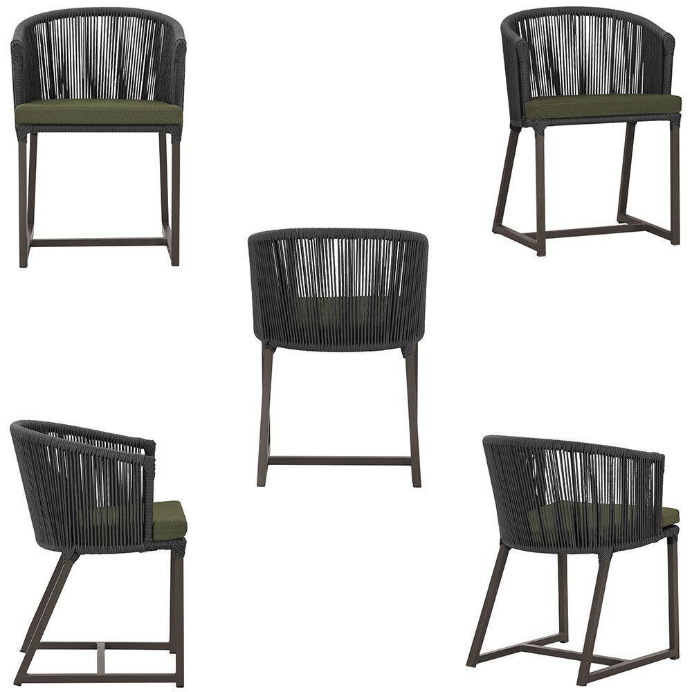 Mesa E 6 Cadeiras Jantar Noronha Marrom E13 Trama Original Preto - 5