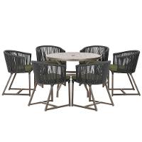 Mesa E 6 Cadeiras Jantar Noronha Marrom E13 Trama Original Preto - 1