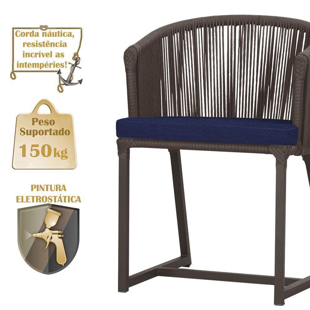 Mesa E 6 Cadeiras Jantar Noronha Marrom E10 Trama Original Marrom - 4