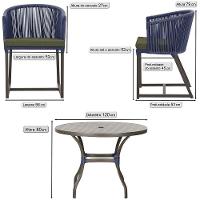 Mesa E 6 Cadeiras Jantar Noronha Marrom E13 Trama Original Azul - 2