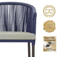 Mesa Com 6 Cadeiras Jantar Noronha Marrom E3 Trama Original Azul - 3