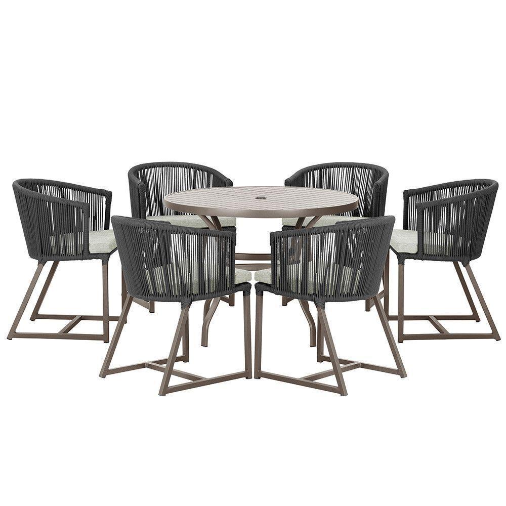 Mesa Com 6 Cadeiras Jantar Noronha Marrom E3 Trama Original Preto - 1