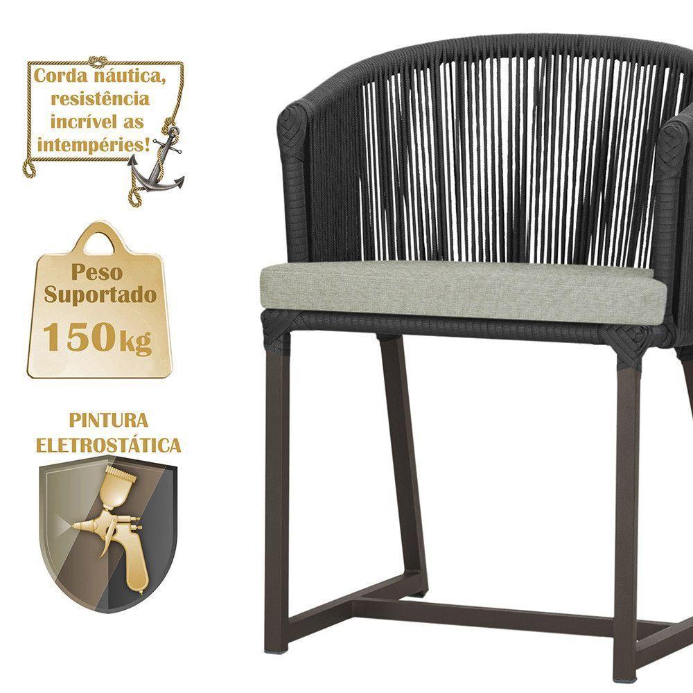 Mesa Com 6 Cadeiras Jantar Noronha Marrom E3 Trama Original Preto - 4