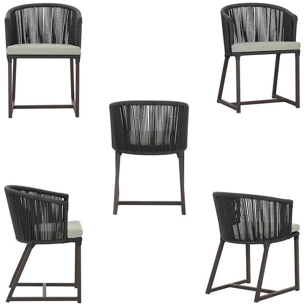 Mesa Com 6 Cadeiras Jantar Noronha Marrom E3 Trama Original Preto - 5