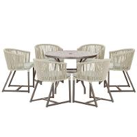 Mesa Com 6 Cadeiras Jantar Noronha Marrom E3 Trama Original Rami - 1