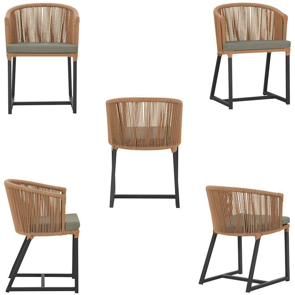 Mesa Com 4 Cadeiras E Noronha Estofado 8 Trama Original Terra Cota - 5