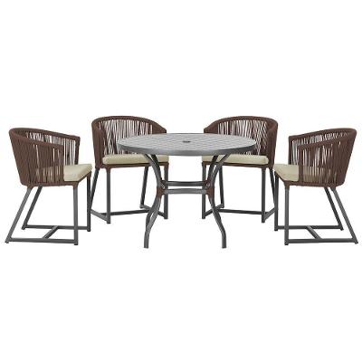 Mesa Com 4 Cadeiras E Noronha Estofado 7 Trama Original Marrom