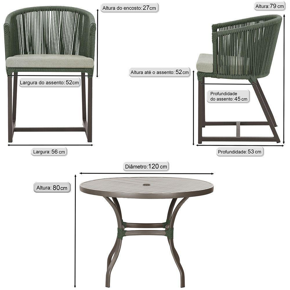 Mesa Com 6 Cadeiras Jantar Noronha Marrom E3 Trama Original Verde - 2