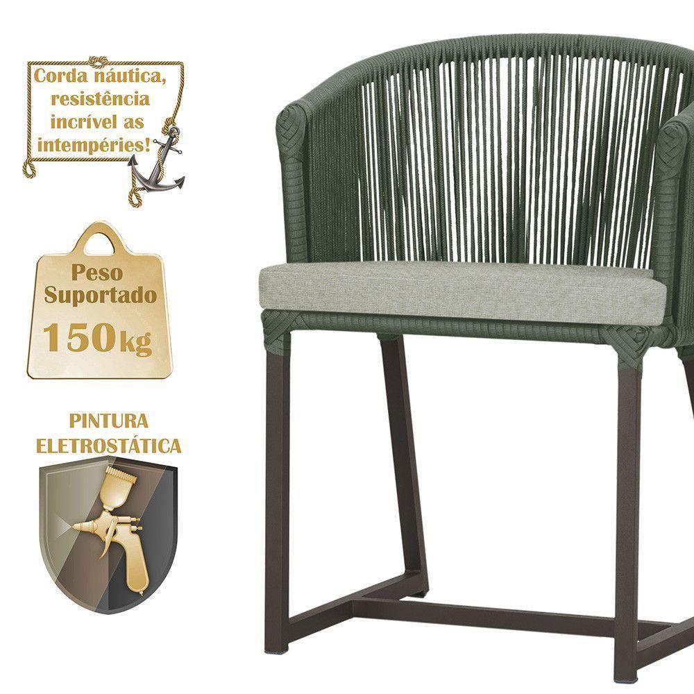 Mesa Com 6 Cadeiras Jantar Noronha Marrom E3 Trama Original Verde - 4