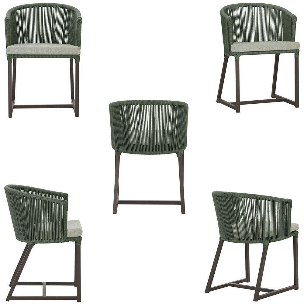 Mesa Com 6 Cadeiras Jantar Noronha Marrom E3 Trama Original Verde - 5