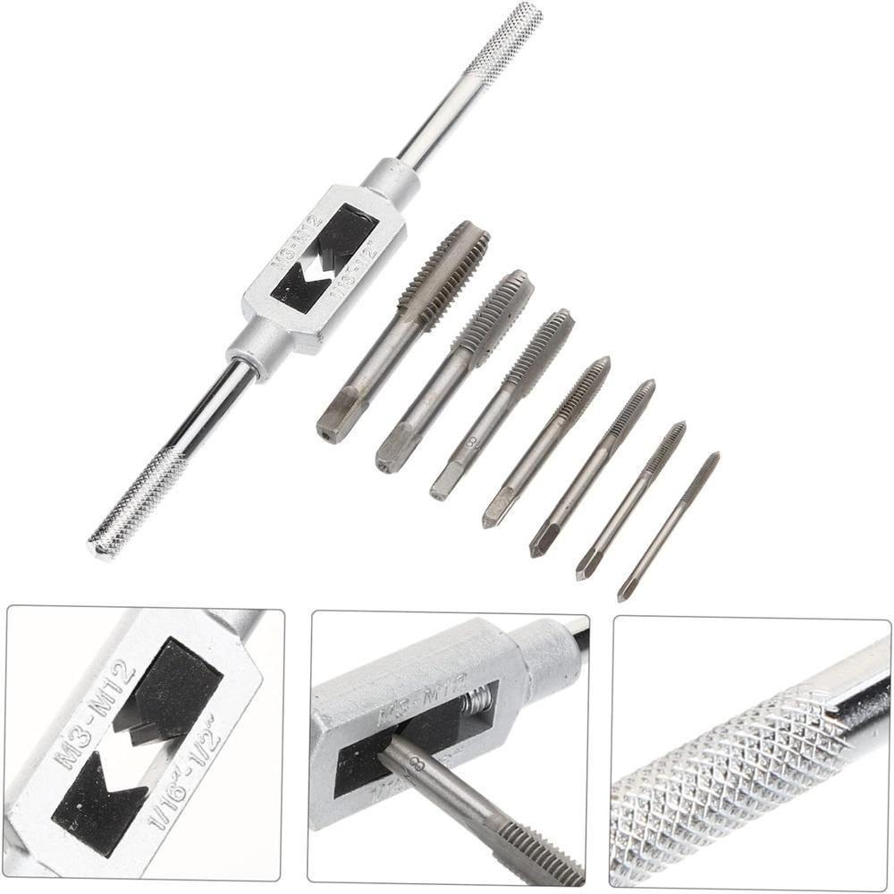 Jogo Tarracha Macho Cossinete Madeira Aluminio Pente Abre Kit Rosca Completo 8 Peças - 2