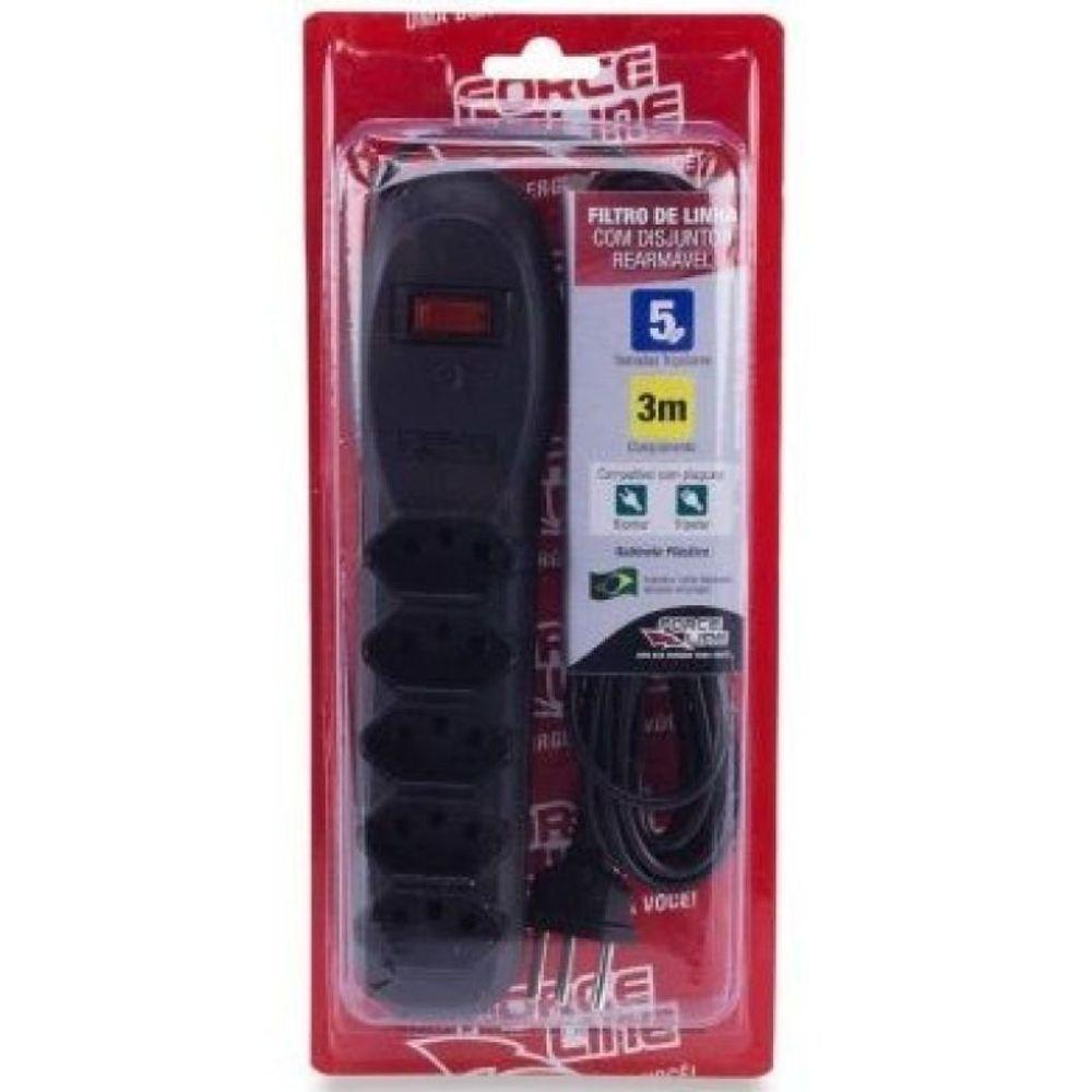 Filtro De Linha 5 Tomadas Slim 3 Metros Force Line 0060500024 - 3