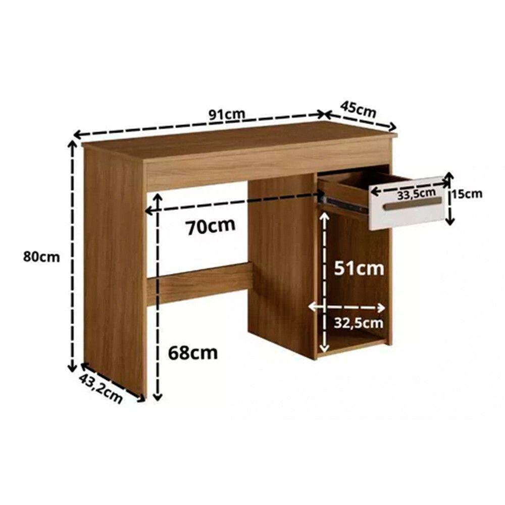 Escrivaninha Para Escritório Atenas 1 Porta 1 Gaveta Cinamomo Off - 2