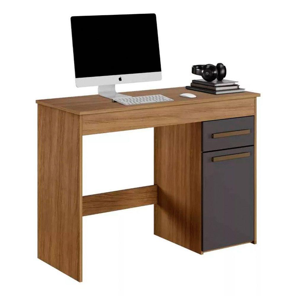 Escrivaninha Para Escritório Atenas 1 Porta 1 Gaveta Cinamomo Grafite - 1