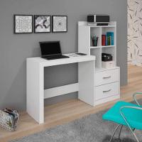 Escrivaninha Com Estante 2 Gavetas 4 Nichos Alana Jcm Branco - 1