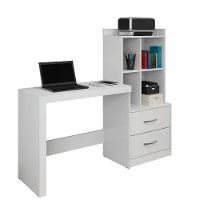 Escrivaninha Com Estante 2 Gavetas 4 Nichos Alana Jcm Branco - 2