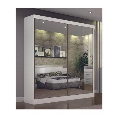 Guarda Roupa Solteiro São Paulo 2 Portas Espelhadas 3 Gavetas Branco MDF Leifer Móveis