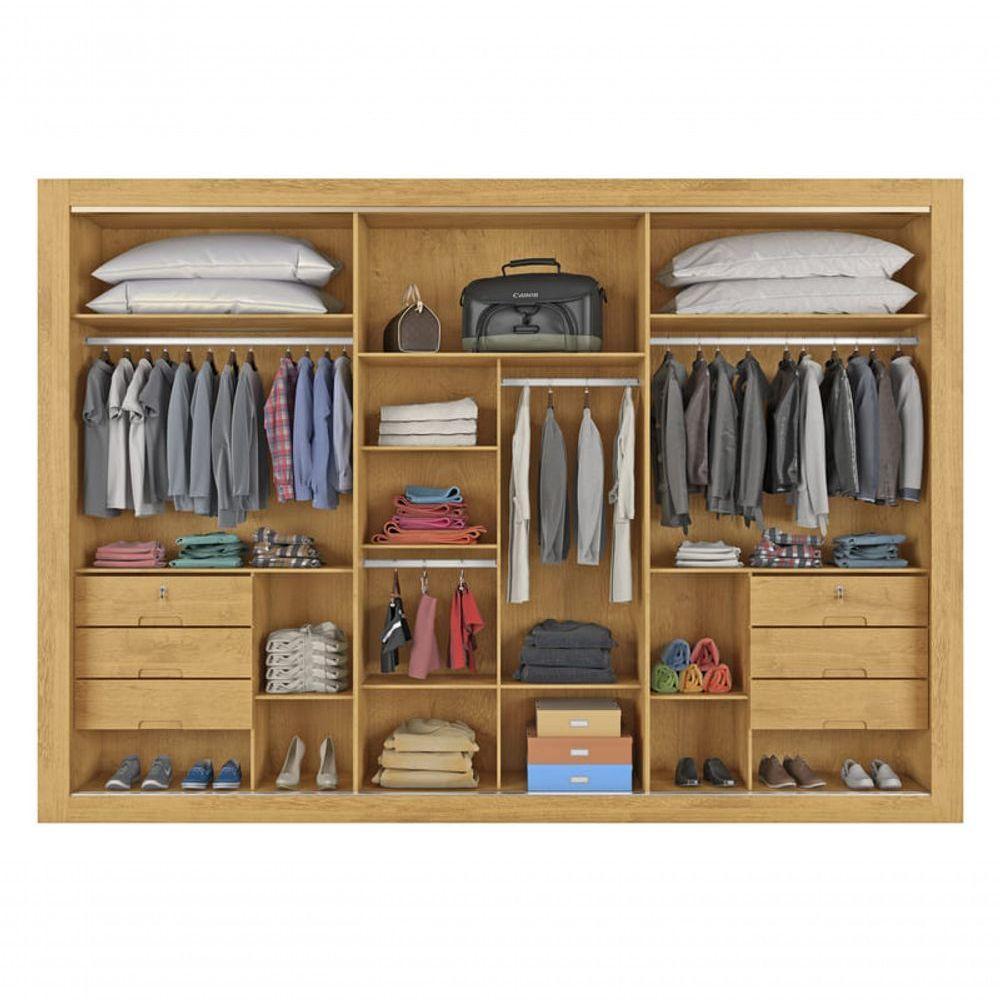 Guarda Roupa Casal Com Espelho 3 Portas 6 Gavetas Vitoria-peroba Móveis Europa - 2