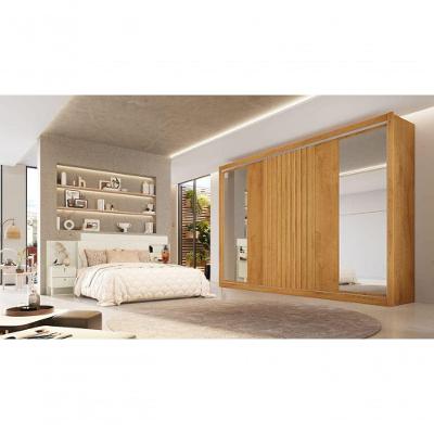 Guarda Roupa Casal Vitoria 3 Portas Correr 6 Gavetas Peroba MDF Móveis Europa