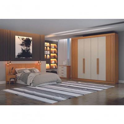 Guarda Roupa Casal São Carlos 6 Portas 6 Gavetas cinamomo-off White MDF
