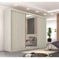 Guarda Roupa Casal 3 Portas Com Espelho Athenas-off White Móveis Europa - 1
