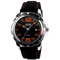 Relógio Esportivo Com Pulseira De Silicone À Prova Da Água 3atm Preto Laranja - 1