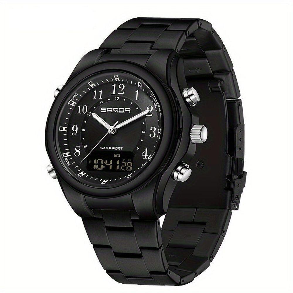 Relógio Masculino Fashion Pulseira De Aço Inoxidável Resistente À Água 50m Preto - 1