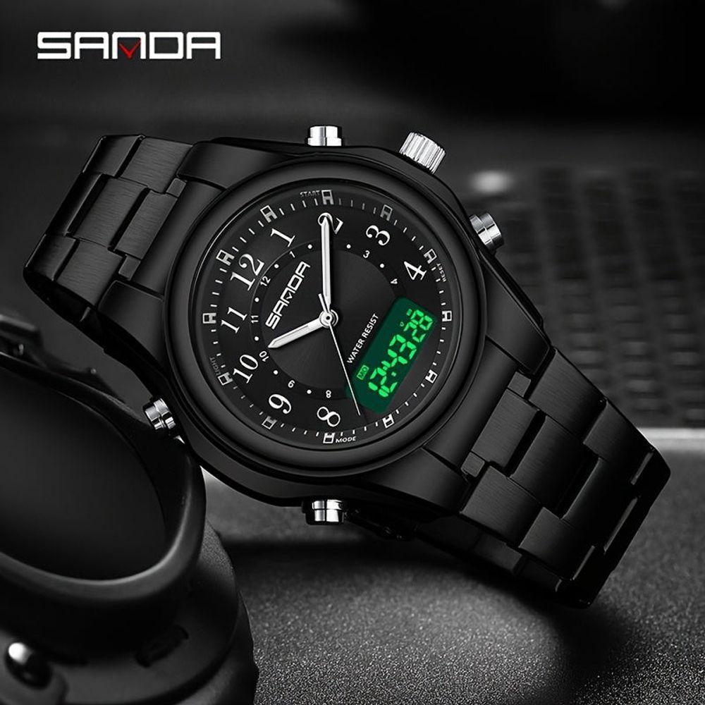 Relógio Masculino Fashion Pulseira De Aço Inoxidável Resistente À Água 50m Preto - 2