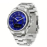 Relógio Masculino Fashion Pulseira De Aço Inoxidável Resistente À Água 50m Prata Azul - 1