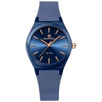 Relógio Analógico Feminino De Quartzo Casual Com Pulseira De Silicone Impermeavel Azul - 1