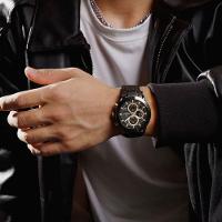 Relógio Analógico Design Esportivo Impermevel À Prova Da Água Pulseira Em Couro Ecológico Marrom Rose - 3