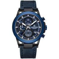 Relógio Analógico Design Esportivo Impermevel À Prova Da Água Pulseira Em Couro Ecológico Azul - 1