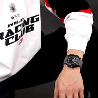 Relógio Digital Masculino Pulseira De Silicone Quartzo Tonneau Duplo Display Esportivo Cinza - 3