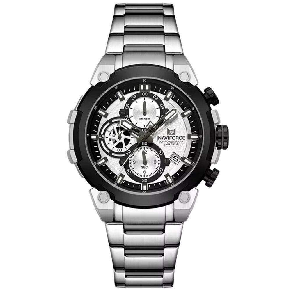 Relógio Masculino Quartzo Com Cronógrafo Esportivo Impermeavel Em Aço Inoxidável Prata - 1
