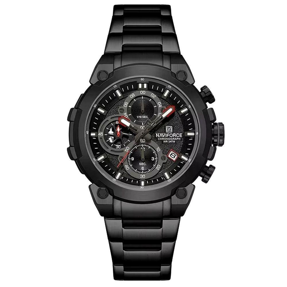 Relógio Masculino Quartzo Com Cronógrafo Esportivo Impermeavel Em Aço Inoxidável Preto - 1